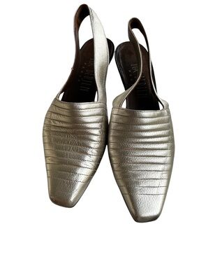 Luc Berjen Slingback Metallic Heels Size 8